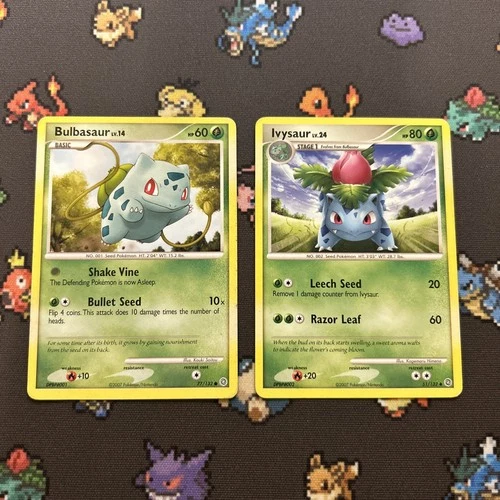 Bulbasaur 77/132 And Ivysaur 51/132 -Vintage Pokemon Card- Secret Wonders (4s)