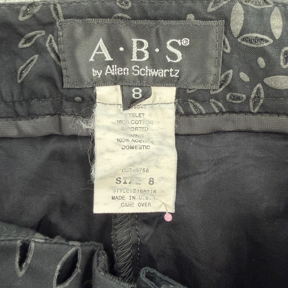 Pantalones A.B.S by Allen Schwartz para mujer 8 negros ojales bordados forrados hechos en EE. UU. Foto 3 de 4