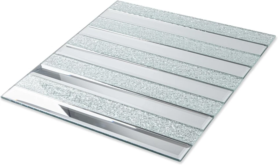 Elegante azulejo de mosaico de espejo de meteorito plateado - 5 hojas, diseño a prueba de calor y humedad Foto 3 de 4