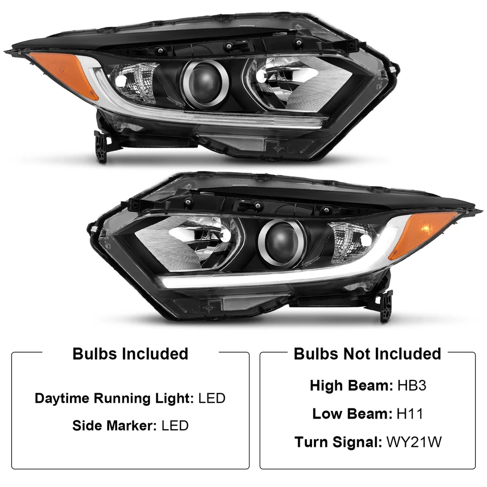 Fits 2019 2022 Honda HRV HR-V Halogen w/ LED DRL Headlight Assembly Pair 20 21 Foto 2 de 4
