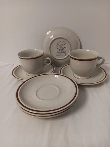 Casual Elegance Hearthside Stoneware Made In Japan. 2 Cups 6 Saucers. Used