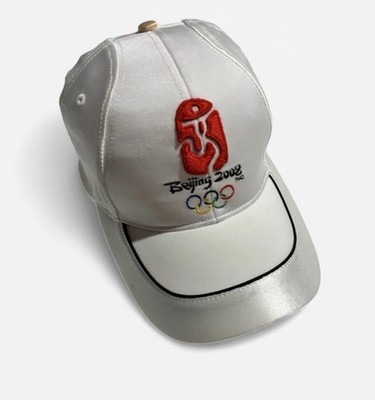 Beijing 2008 Olympics Official Logo Hat Cap White Satin Adjustable Olympic