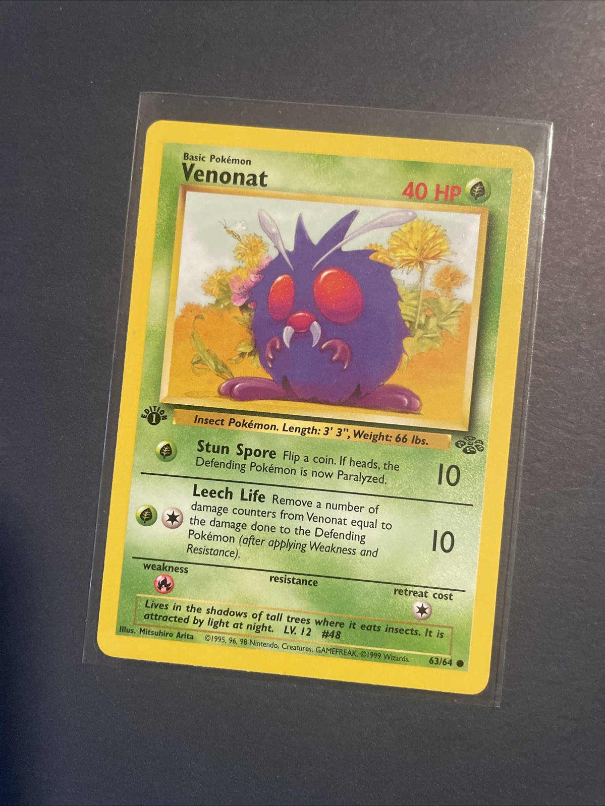 POKEMON 1ST. EDITION VENONAT 63/64 JUNGLE COMMON NEAR MINT