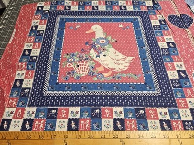 VTG SPRING INDUSTRIES PILLOW PANEL DUCK GOOSE HEARTS COTTAGE GRANDMA CORE 17X24
