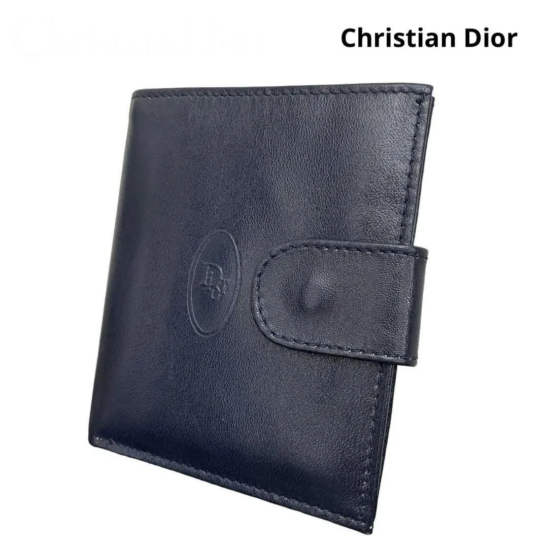 Portefeuille Christian Dior à deux volets bleu marine