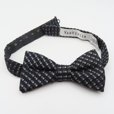 Van Heusen Bow Tie Black Purple Checked 2.25" Wide Pre Tied Silk