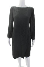 Carolina Herrera Womens Crew Neck Textured 3/4 Sleeve Shift Dress Gray Size 8