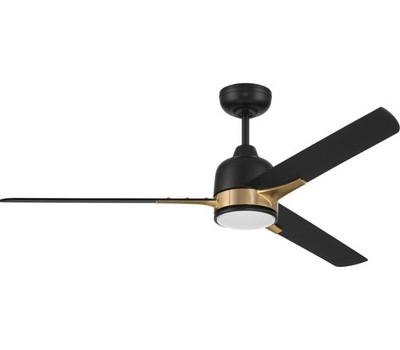 Craftmade Fuller 52'' Ceiling Fan w/ LED Lights & Wall Ctrl Black / Satin Brass