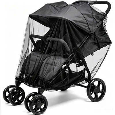 Double Stroller Mosquito Net (1 Pack) - Oversized Durable Mesh Protection | B...