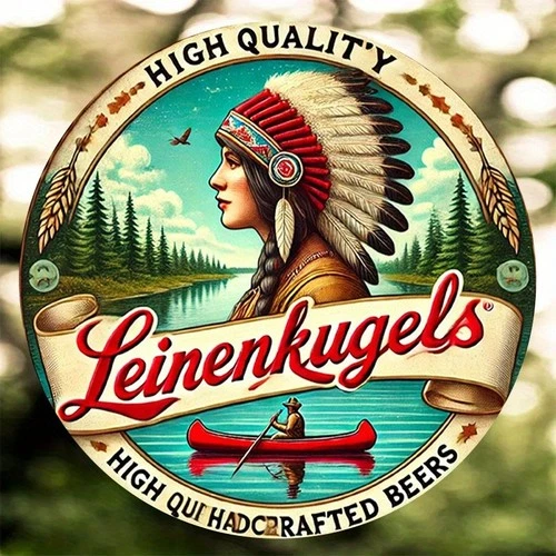 Leinenkugels Round Native American Beer Tin Metal Signs Home Décor 8x8