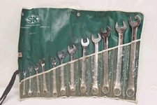 Vintage SK Tools 14 Pc SAE Combination Wrench Set 1713 Roll 1/4”-1-1/16” USA J33
