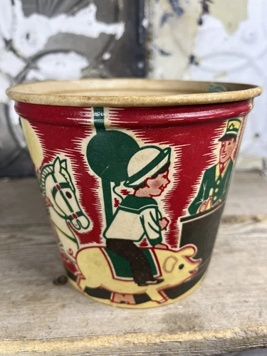 Vintage Waxed Cardboard Wolverine Supply Child’s Bucket Collectible