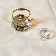 Miniature Crystal Memories Teapot Cup Set Handcut