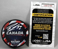 BRANDON HAGEL SIGNED CANADA 4 NATIONS FACE-OFF Puck NHL AUTOGRAPHED +JSA COA