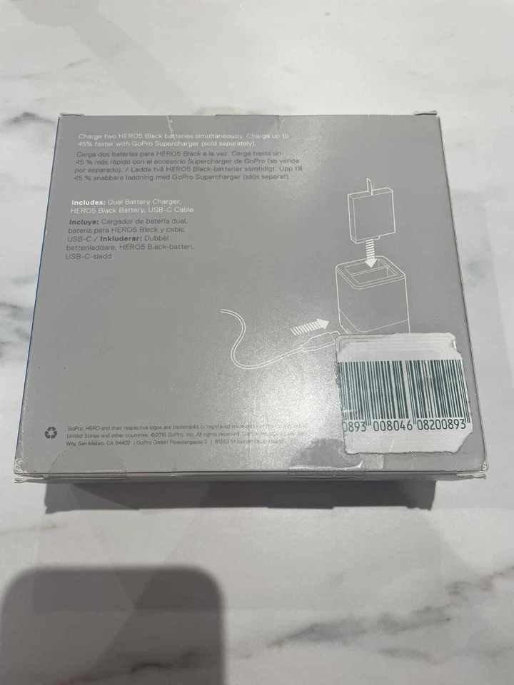 GENUINE GOPRO HERO 5, 6, 7 & 8 DUAL BATTERY CHARGER AND BATTERY BRAND NEW - Image 2 of 2
