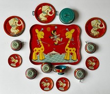 Vintage 1940's Ohio Art Child's Tin Litho Tea Set CIRCUS 158  15 Pieces