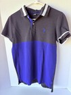 Ralph Lauren Herren Poloshirt Kurzarm Block Grau Blau Größe M Slim Fit