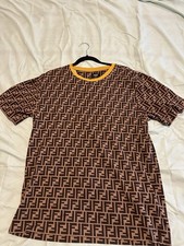Men's Fendi ZUCCA Cotton FF Logo T-shirt Size MEDIUM Y2K