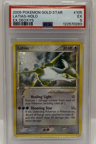 2005 Pokémon Ex Deoxys Gold Star Holo Latias 105/107 PSA 5 EXCELLENT