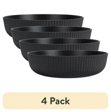 (4 pack) Mainstays - Black Eco-Friendly Recycled Plastic Dinner Bowl, 43-Ounce