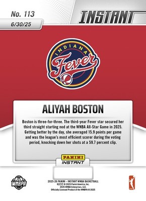 2025 Panini Instant WNBA All-Star Trading Cards #111-120 - Presale Pick Your Player