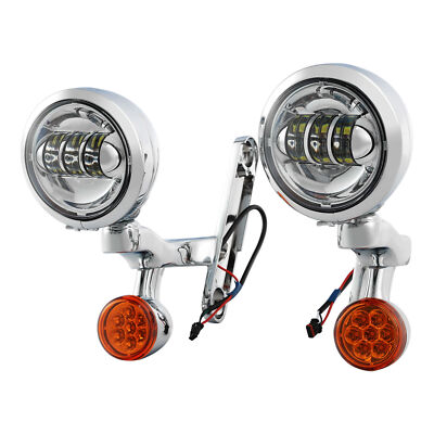 Fit For Harley Street Glide Auxiliary Fog Passing Light Brackets & Turn Signals