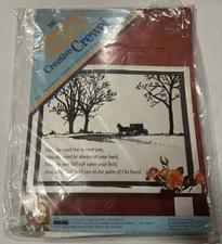 Vintage 1972 Columbia Minerva Crewel Embroidery Kit AMISH SCENE Silhouette