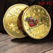 10PC Merry Christmas Santa Claus Commemorative Coin Snowman Souvenir Collectible