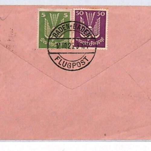 GERMANY Air Mail FLIGHT Cover Baden 1925 Stuttgart INVALID? 40pf Biplane YV322 - Image 3 of 4
