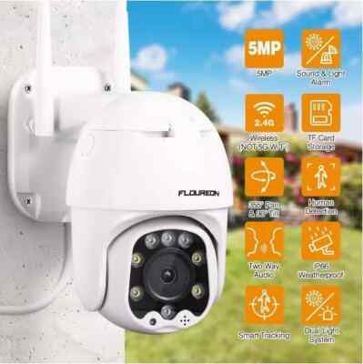 Floureon 5MP 1920P Pan Tilt Outdoor Waterproof WIFI Security Camera Remote View