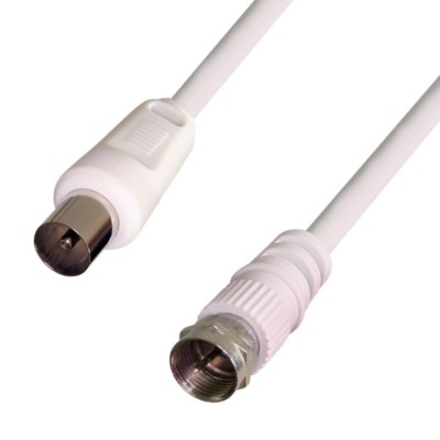 SAT Adapter Kabel 1,5m KOAX F Stecker weiß TV Receiver Anschluss Koaxial sfb