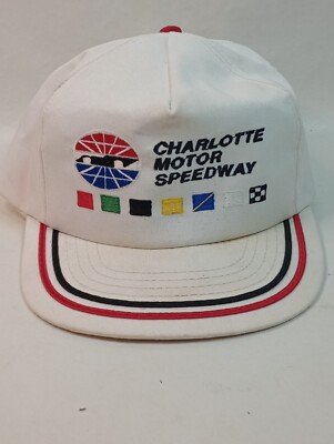 #ad Vintage Charlotte Motor Speedway Leather Strap Adjustment Cap Hat $18.99
