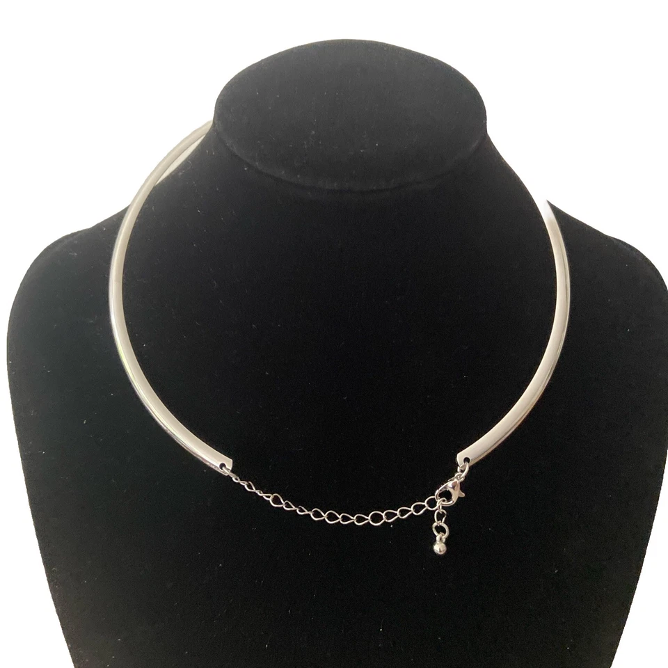 Damenkette Statement Halsreif Silberfarben Modeschmuck Halskette Kurz Choker - Bild 4 von 4