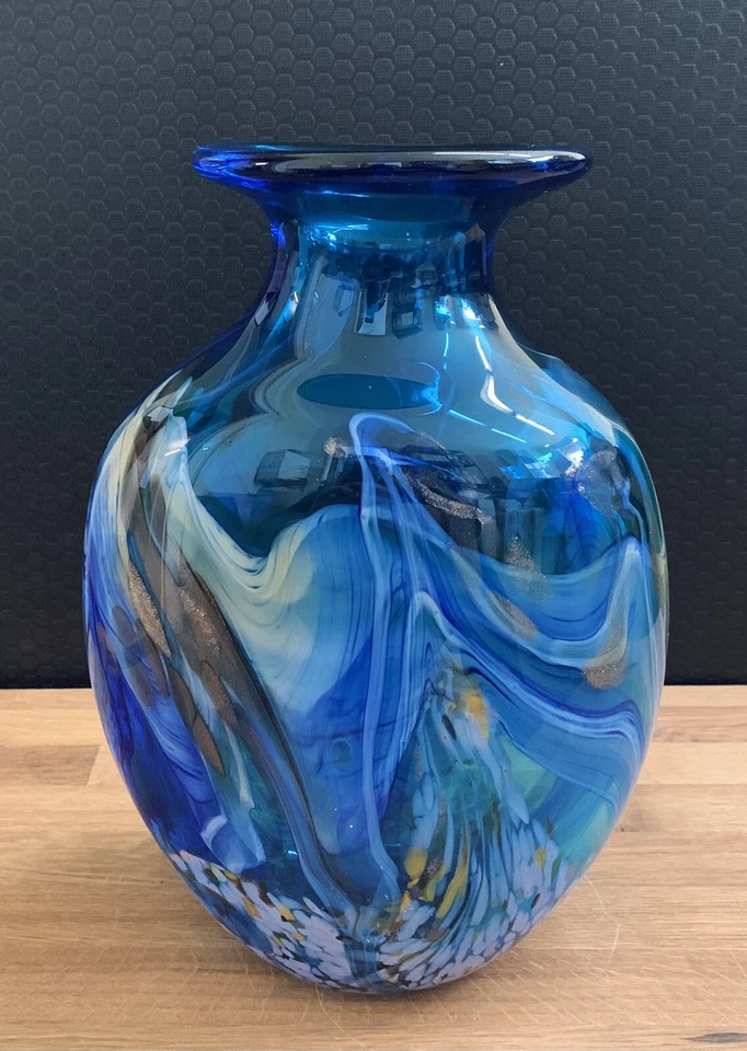 Glasvase Vase Blumenvase Kunstvase Tischvase Glaskunst Murano Stil Deko Blumen - Bild 1 von 4