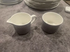 Grace's Teaware Blue And Pewter Colors Creamer and Sugar Set