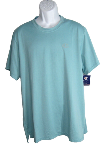Champion Double Dry T-Shirt Amazing Aqua Men's XL Solid Short Sleeve Workout - Picture 2 of 11