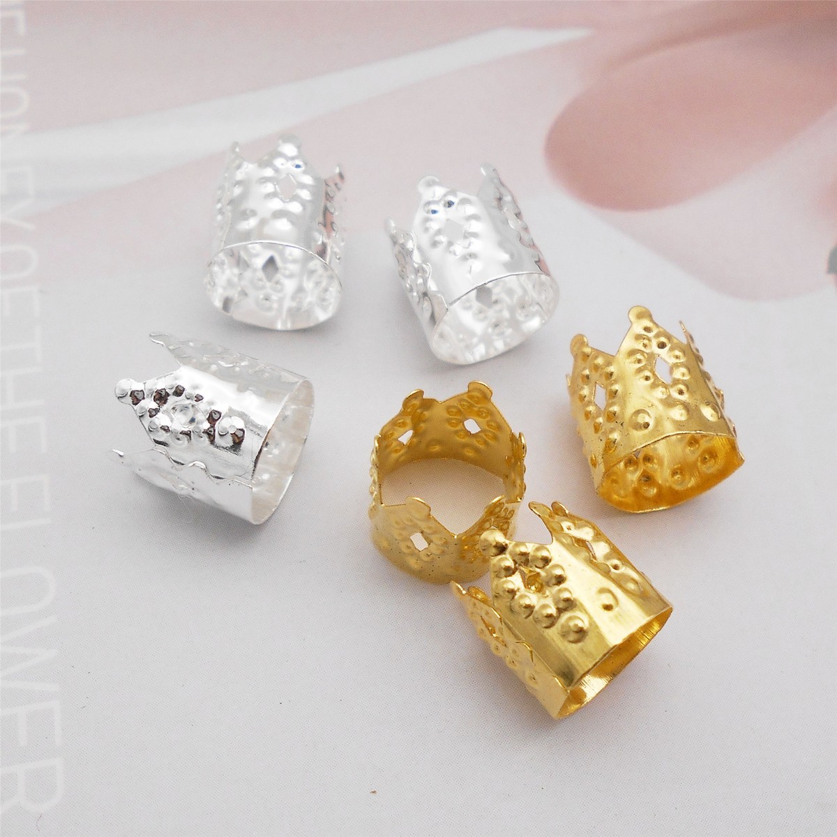 100pcs Dreadlock Beads Metal Crown Cuffs Clips For Braids Hair