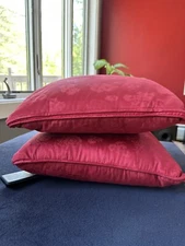 16” x 16”x 4"    TWO  Square  Decorative Throw Pillows Red Asian print Vintage