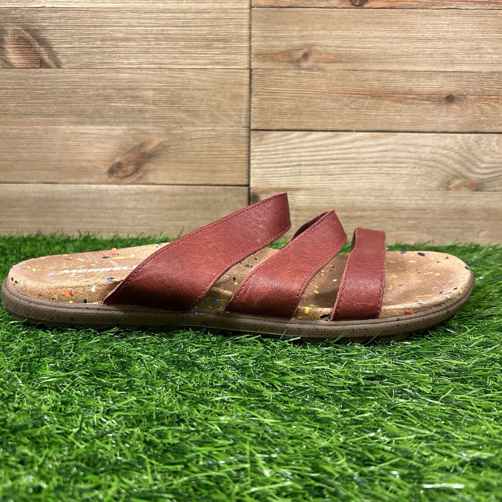 Sandali Merrell Merlot donna 10 slide pelle rossa comodi outdoor slip on