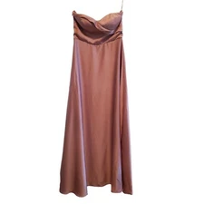 Lulus Maxi Dress Medium Real Romantic Light Rose Satin Strapless Bridesmaid New