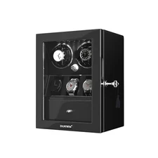Automatic 2 Watch Winder with 3 Watches Display Storage Box Case LED Light Black