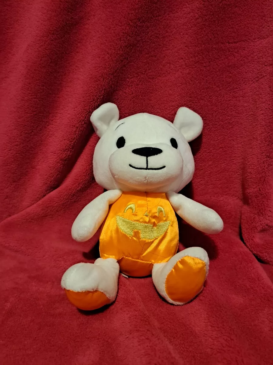 Hallmark Halloween Pumpkin Jack O Lantern White Teddy Bear Plush