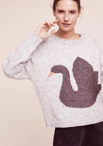 Anthropologie by Hansel From Basel Black Swan Pullover Sweater SZ S and M  New | eBay
