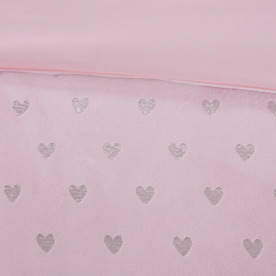 JUEGO DE EDREDÓN DE FELPA CORAZONES METÁLICOS ROSAS: Doble o Completo / Glamour Queen Foto 4 de 4