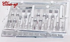 SET of 20 MINIATURE FORMAL DINING SILVERWARE DOLLHOUSE 4-KNIVES 8-FORKS 8-SPOONS