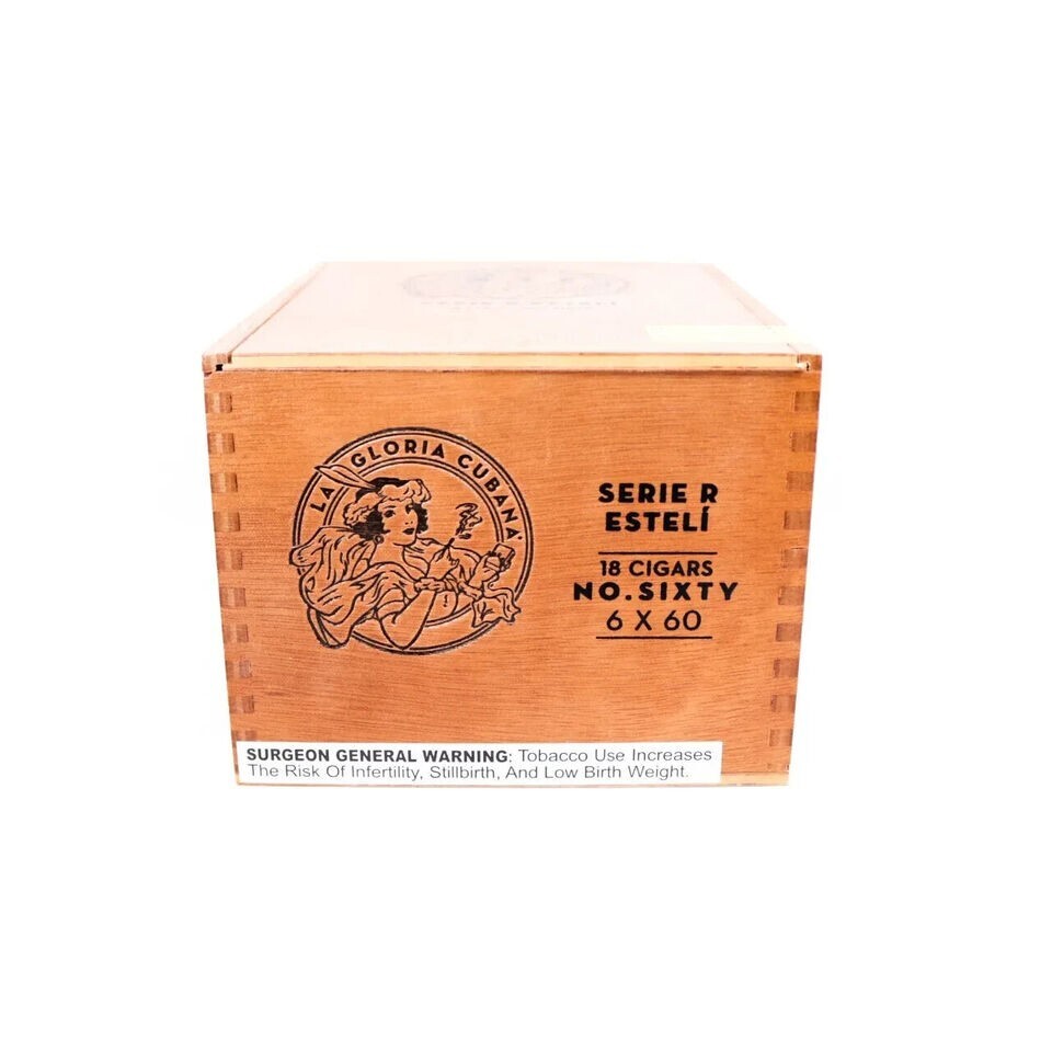 La Gloria Cubana No. Sixty Serie R Empty Wooden Cigar Box 6.5" x 5.25 x 4"