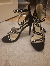 Black Heels Size 5 With Silver Beads
