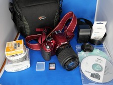 Nikon D3200 DSLR RED Camera with 55-200mm Lens Outfit