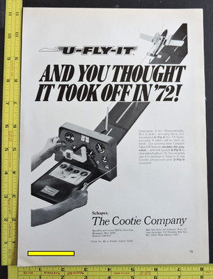 Vtg 1973 DEALER Ad   U-FLY-IT Commercial Pilot Set Schaper Cootie 1970 s Toy