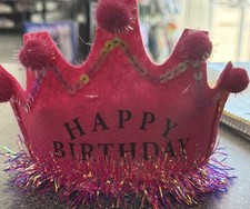 Happy Birthday Princess Headband Tiara Dark Pink